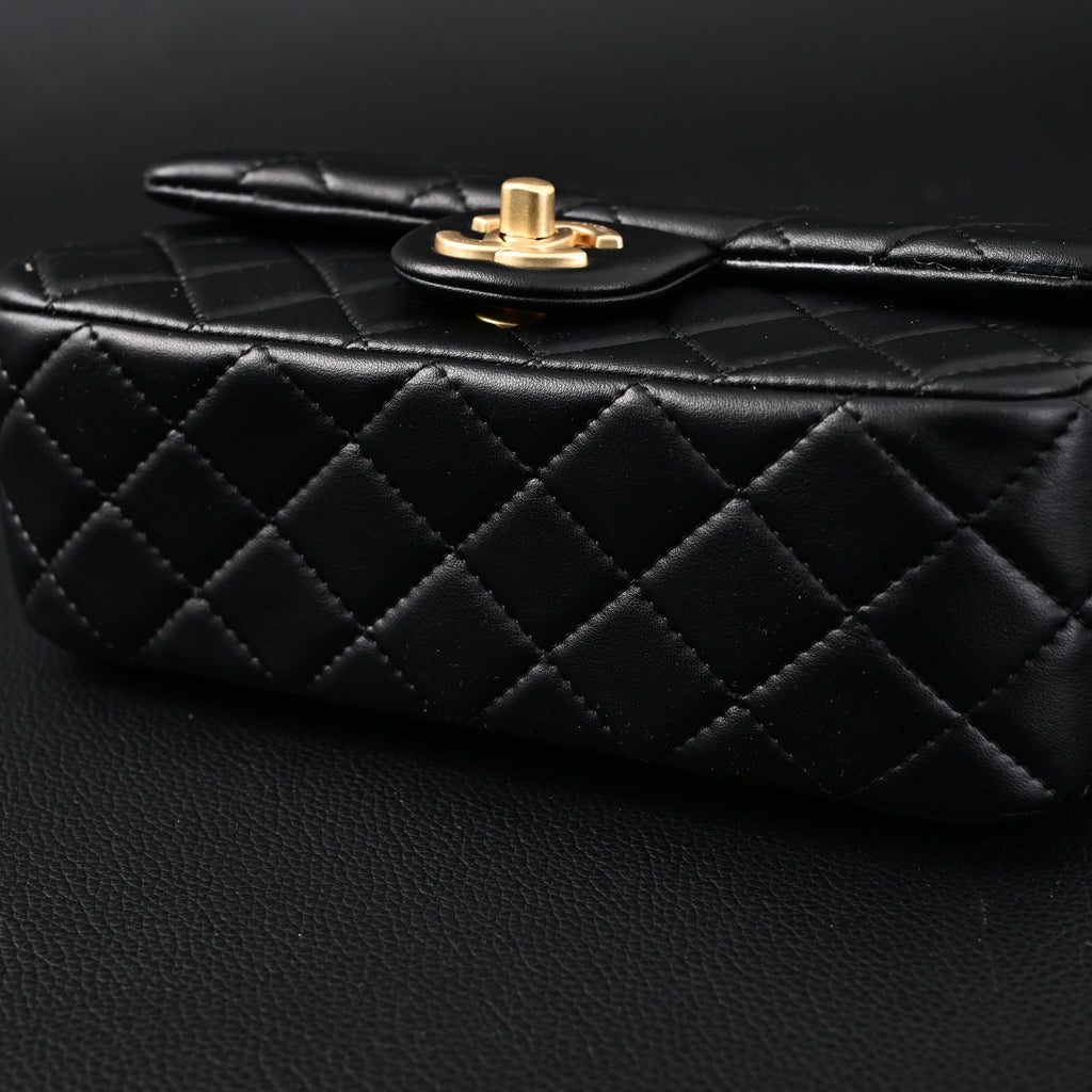 Classic Flap Mini Bag  Black Quilted Lambskin with Gold-Tone Hardware