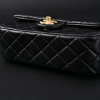 Classic Flap Mini Bag  Black Quilted Lambskin with Gold-Tone Hardware
