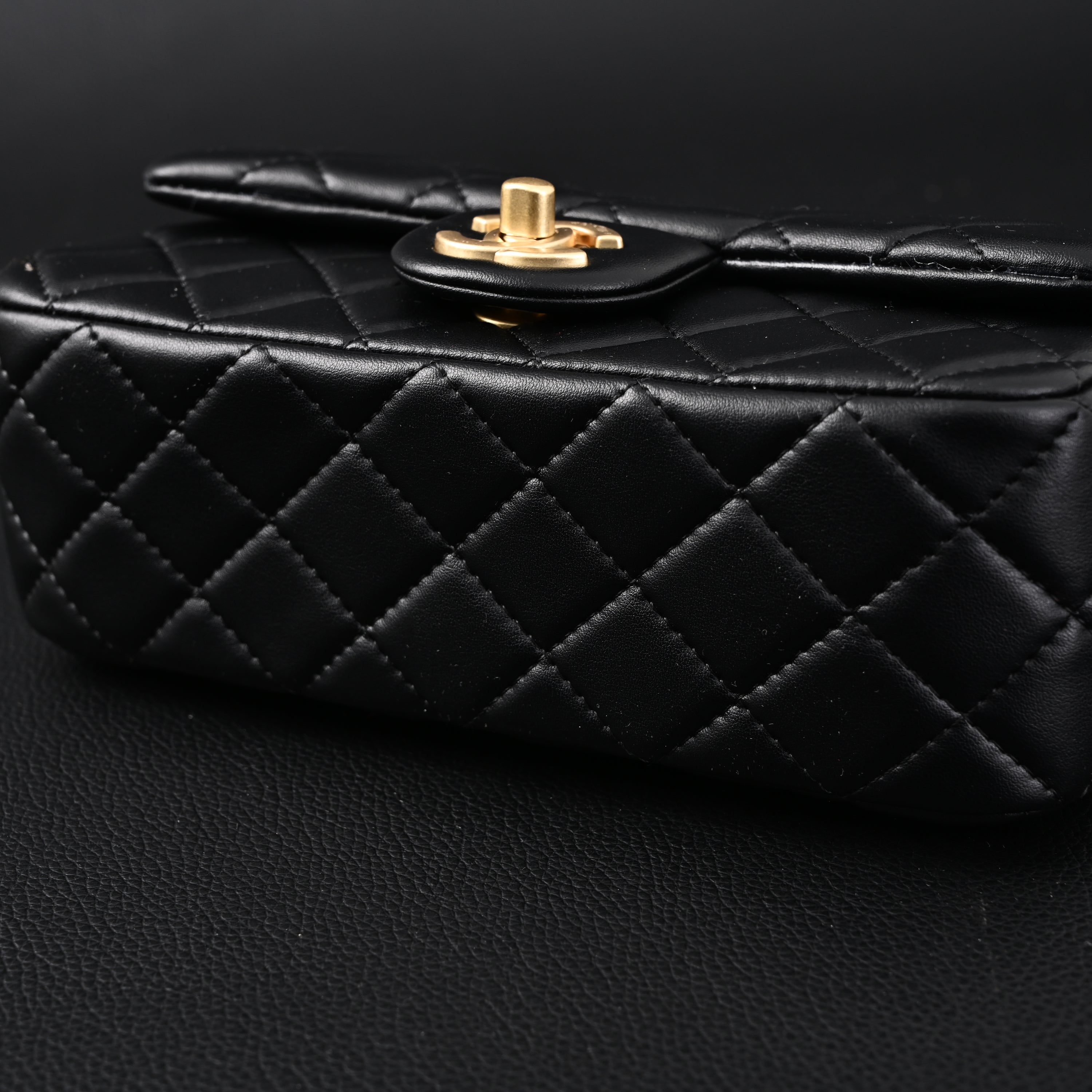 Classic Flap Mini Bag  Black Quilted Lambskin with Gold-Tone Hardware