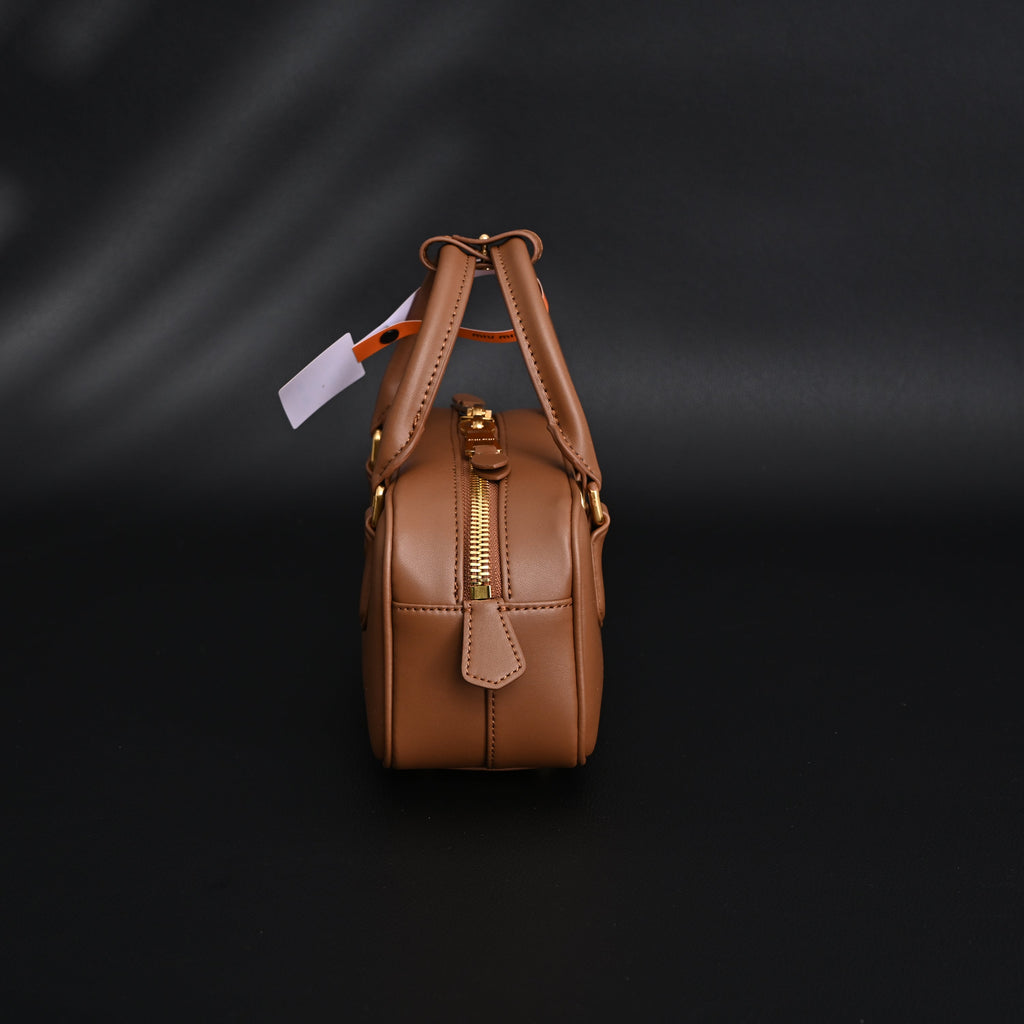 Miu Miu Leather Top Handle Satchel  Caramel Brown