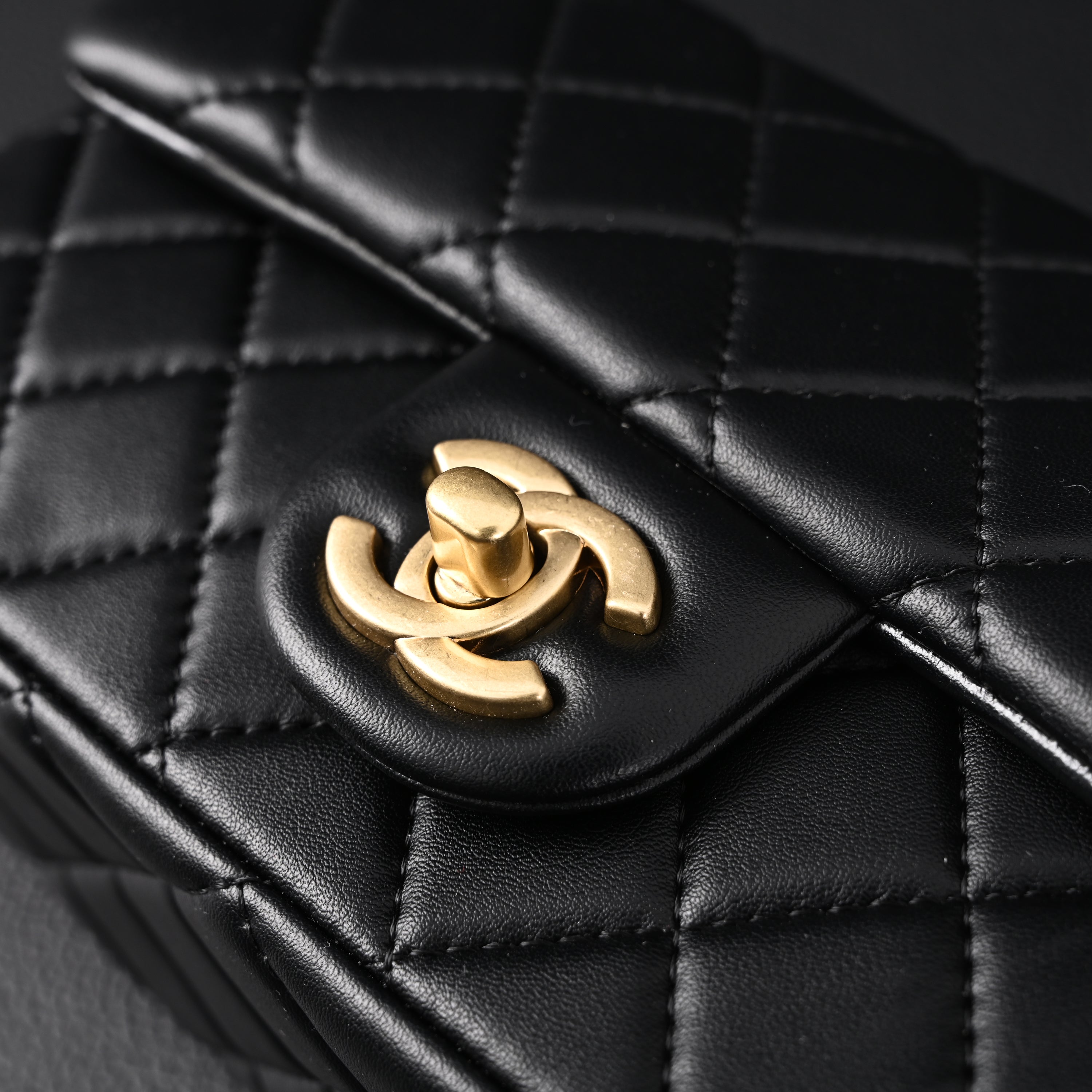 Classic Flap Mini Bag  Black Quilted Lambskin with Gold-Tone Hardware