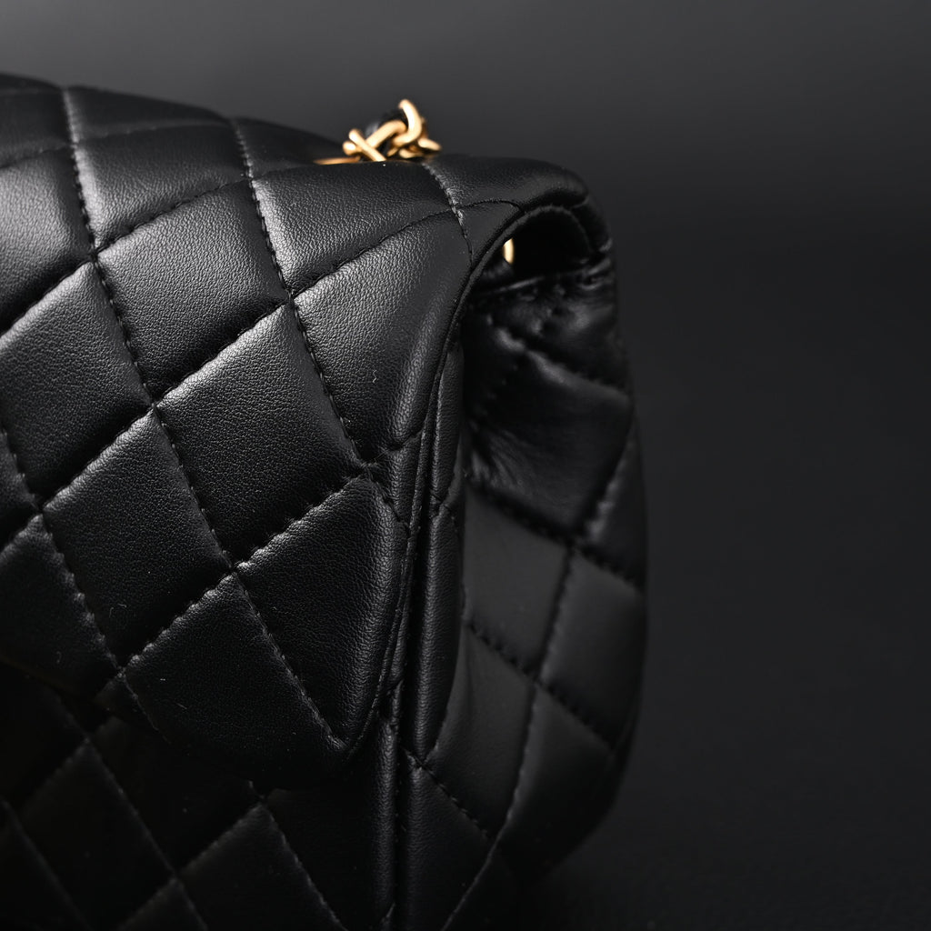 Classic Flap Mini Bag  Black Quilted Lambskin with Gold-Tone Hardware