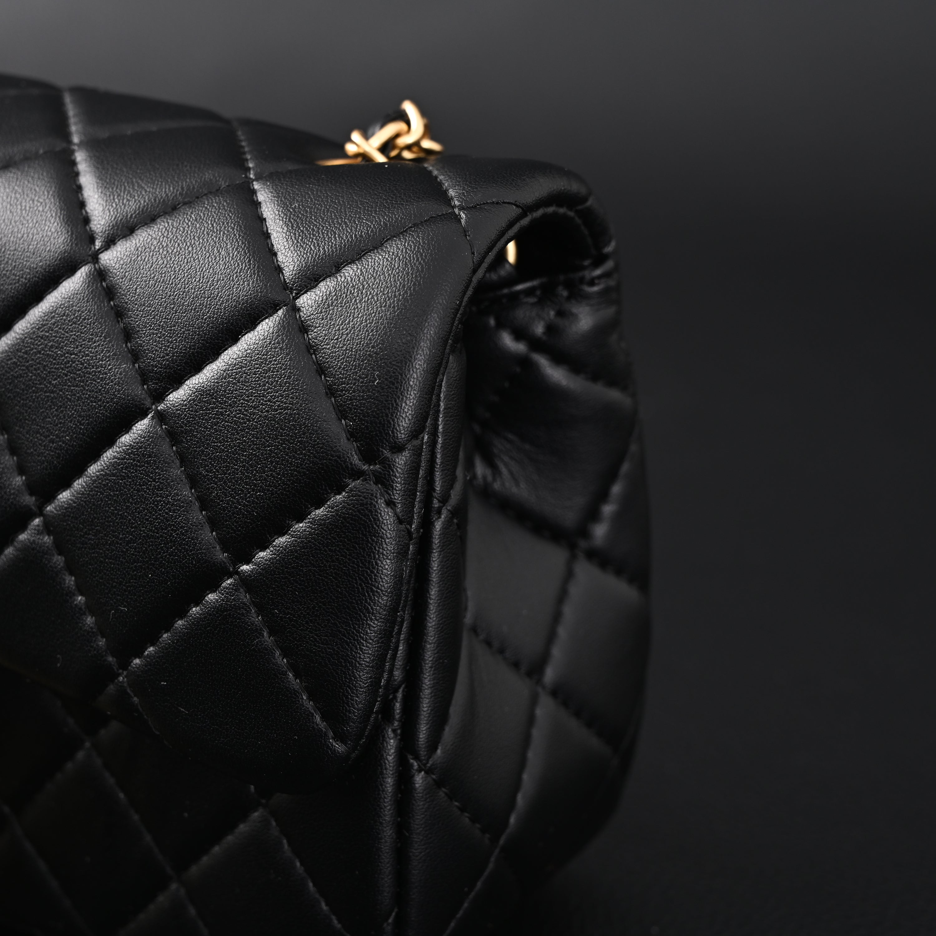 Classic Flap Mini Bag  Black Quilted Lambskin with Gold-Tone Hardware
