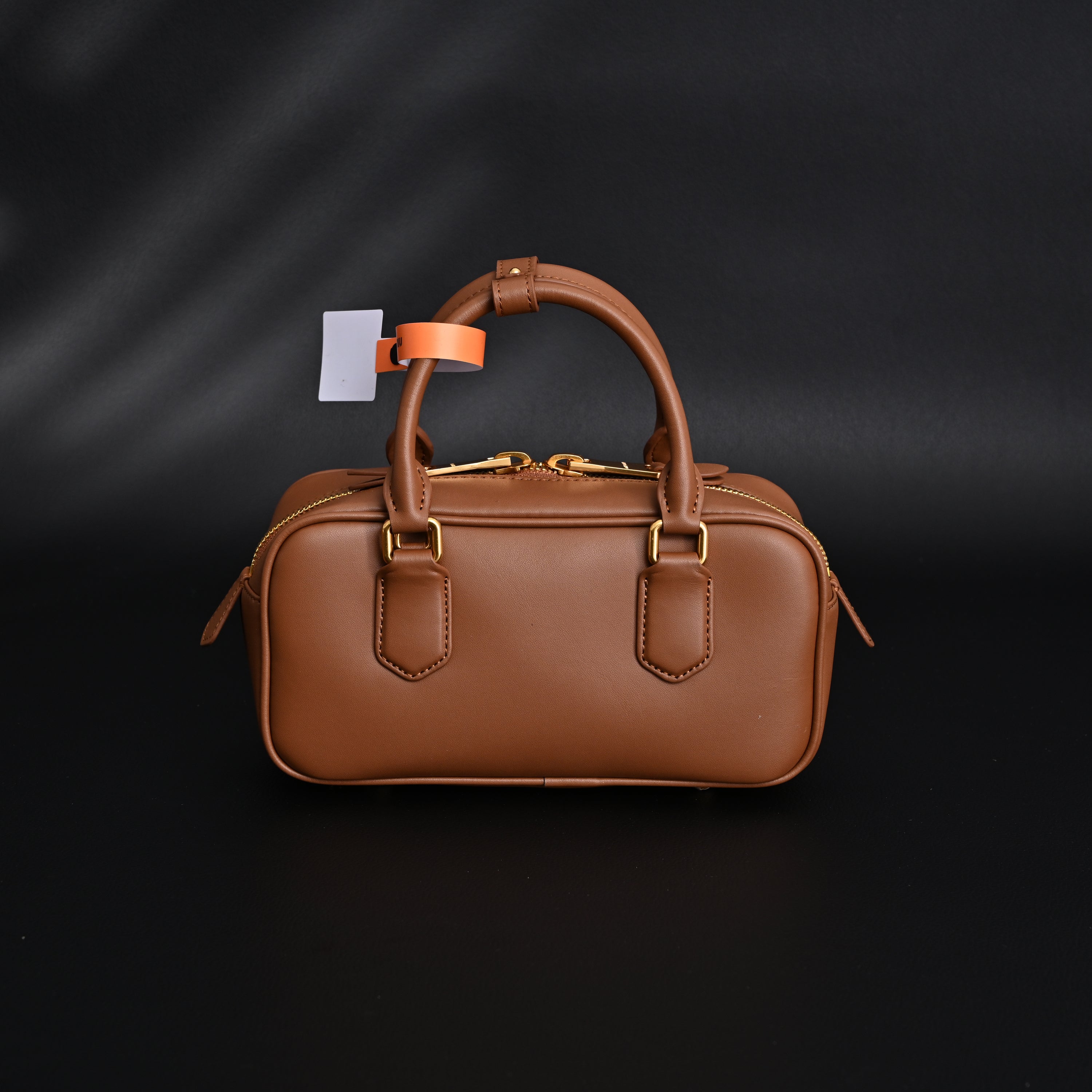 Miu Miu Leather Top Handle Satchel  Caramel Brown