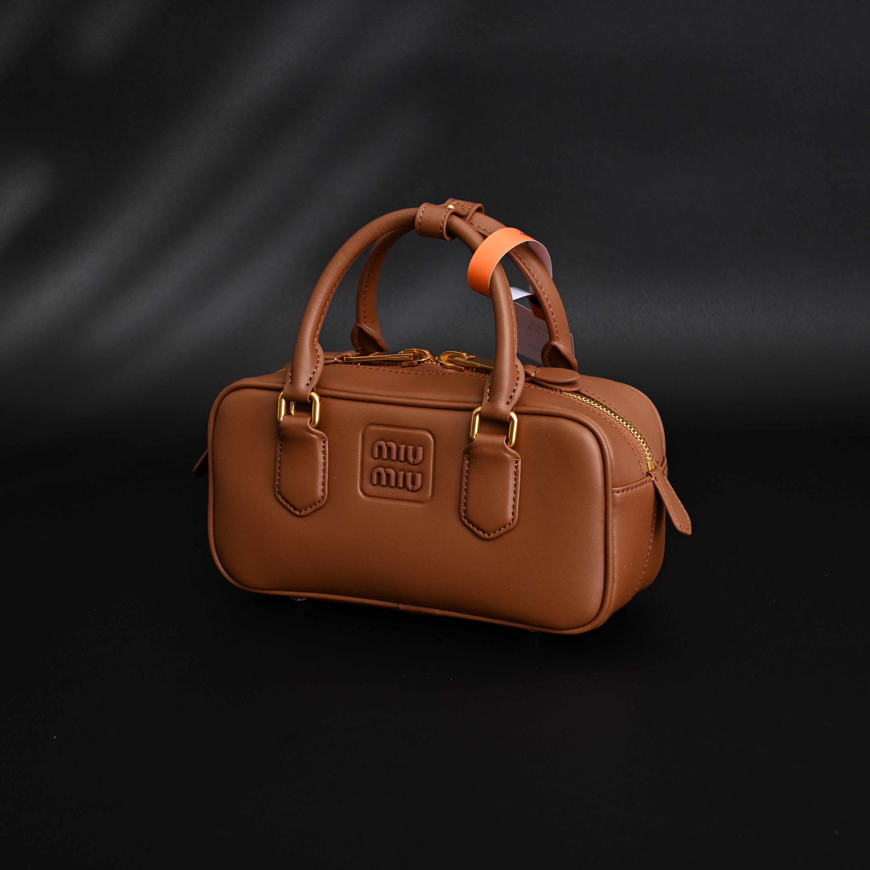 Miu Miu Leather Top Handle Satchel  Caramel Brown