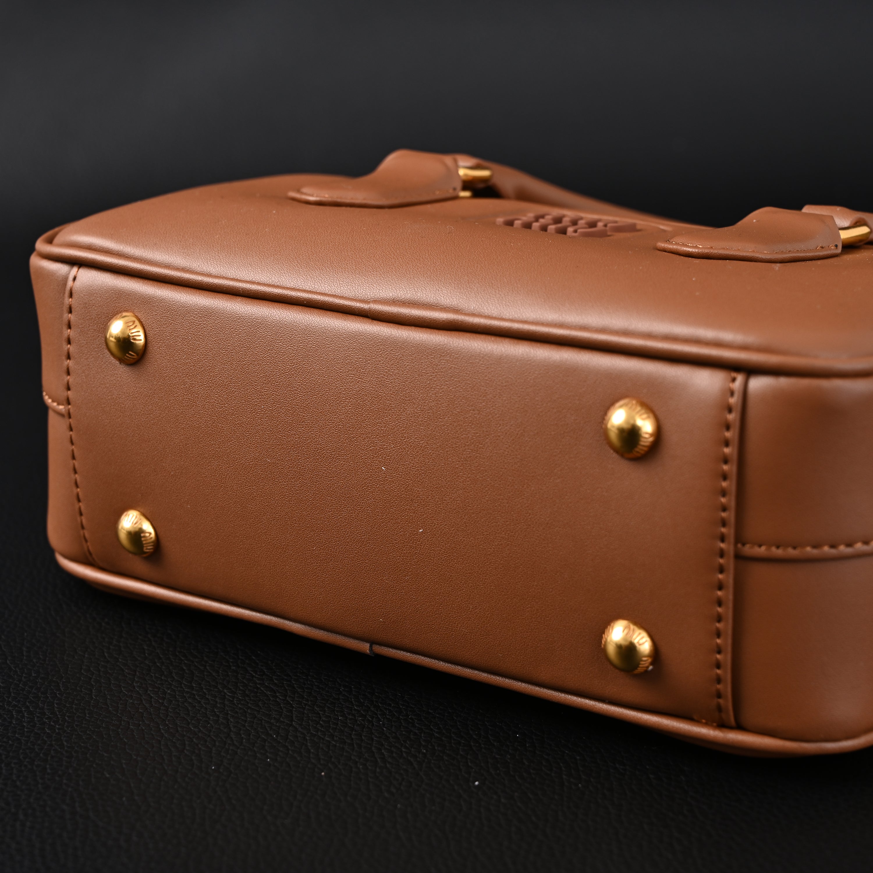 Miu Miu Leather Top Handle Satchel  Caramel Brown