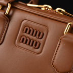 Miu Miu Leather Top Handle Satchel  Caramel Brown