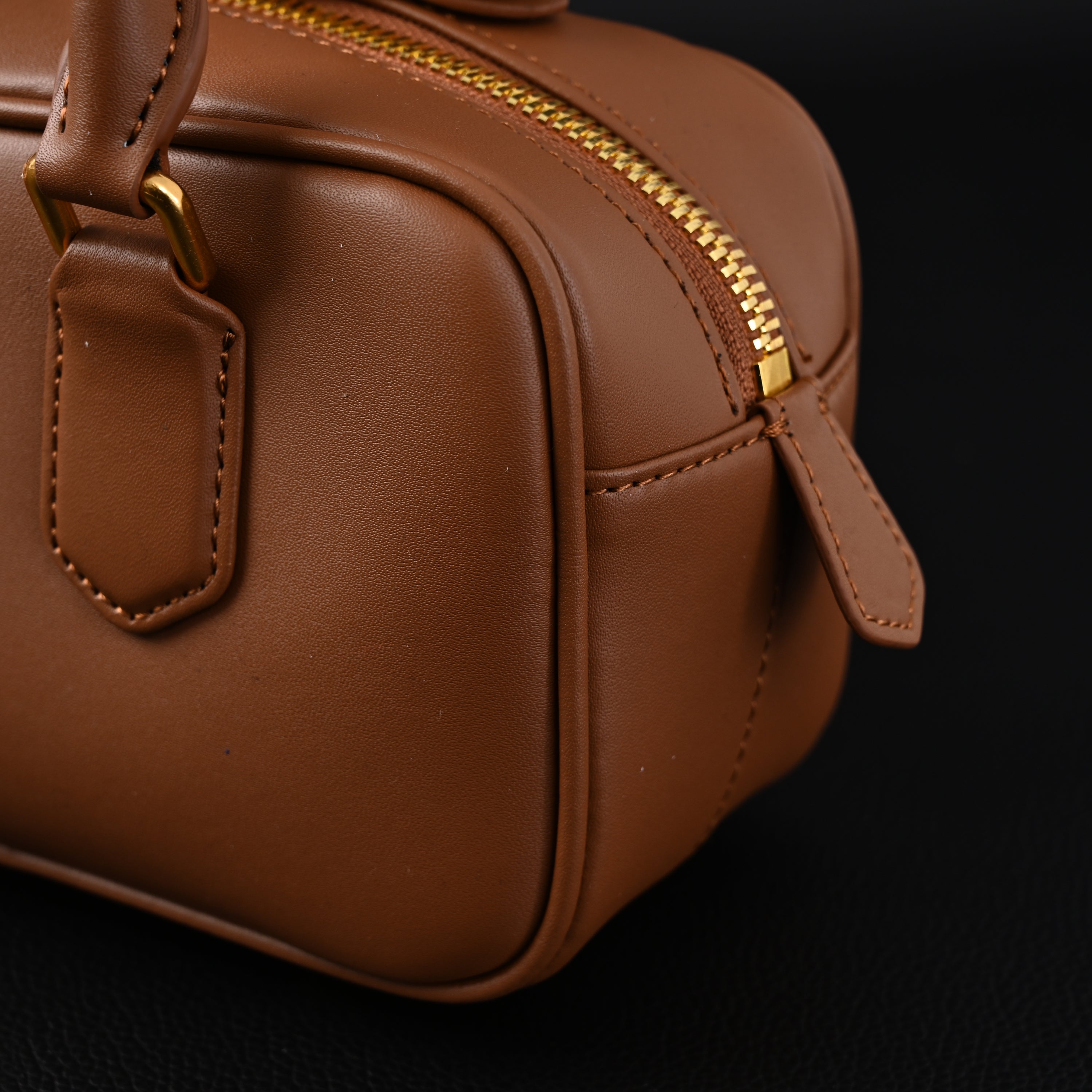 Miu Miu Leather Top Handle Satchel  Caramel Brown