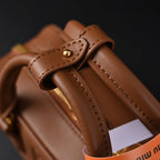 Miu Miu Leather Top Handle Satchel  Caramel Brown