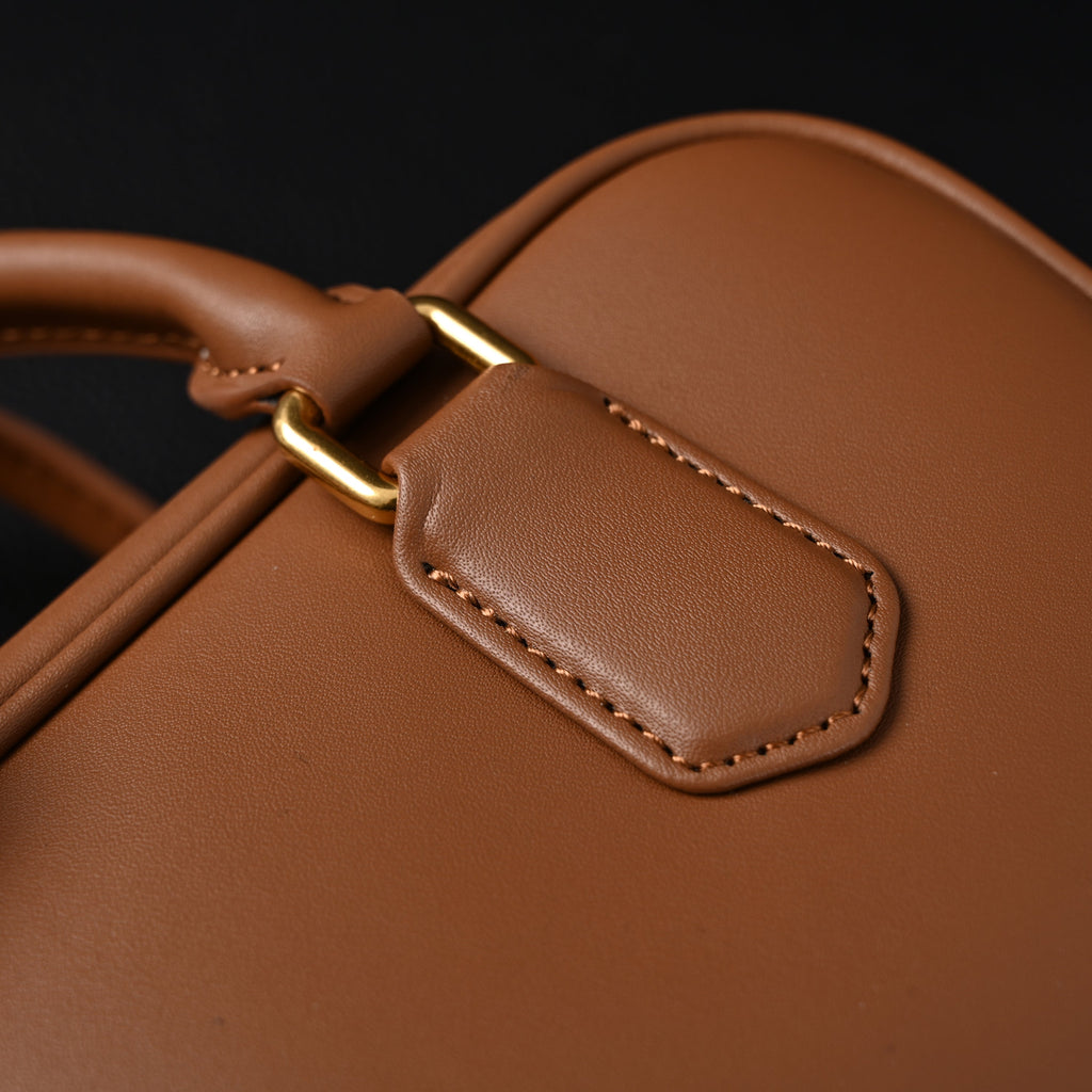 Miu Miu Leather Top Handle Satchel  Caramel Brown