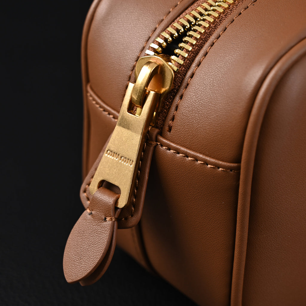 Miu Miu Leather Top Handle Satchel  Caramel Brown