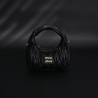 Miu Miu Matelass Leather Hobo Bag  Black with Gold Hardware