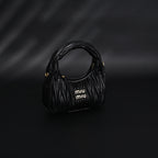 Miu Miu Matelass Leather Hobo Bag  Black with Gold Hardware