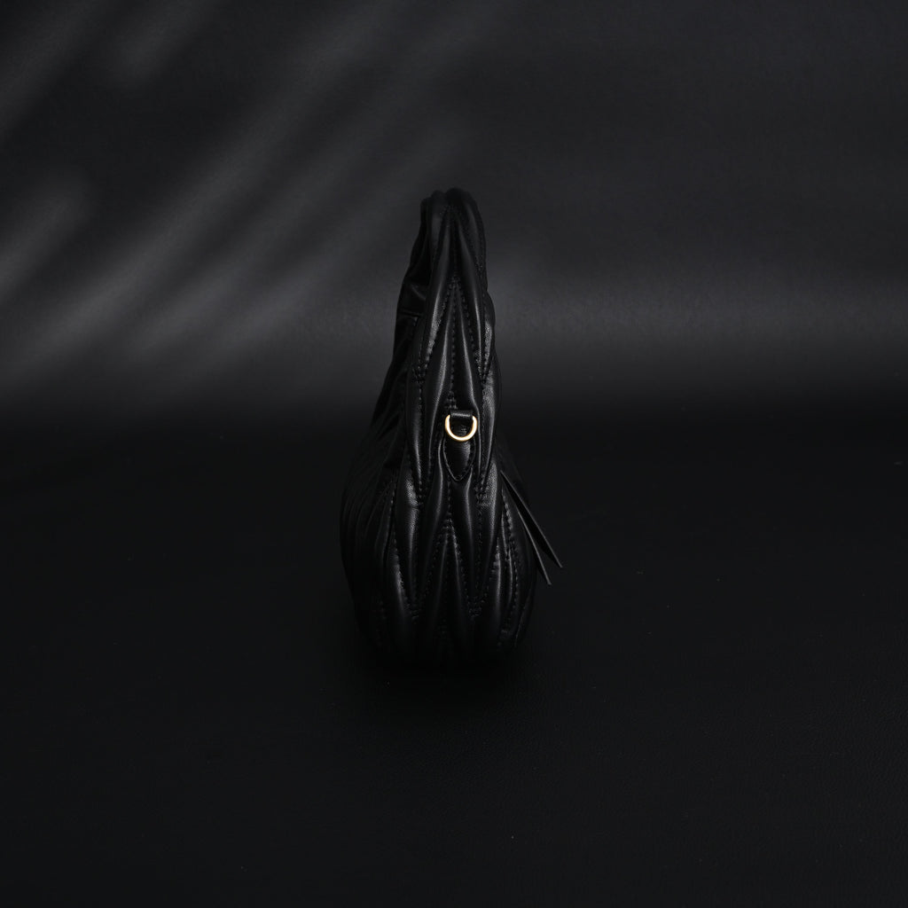 Miu Miu Matelass Leather Hobo Bag  Black with Gold Hardware