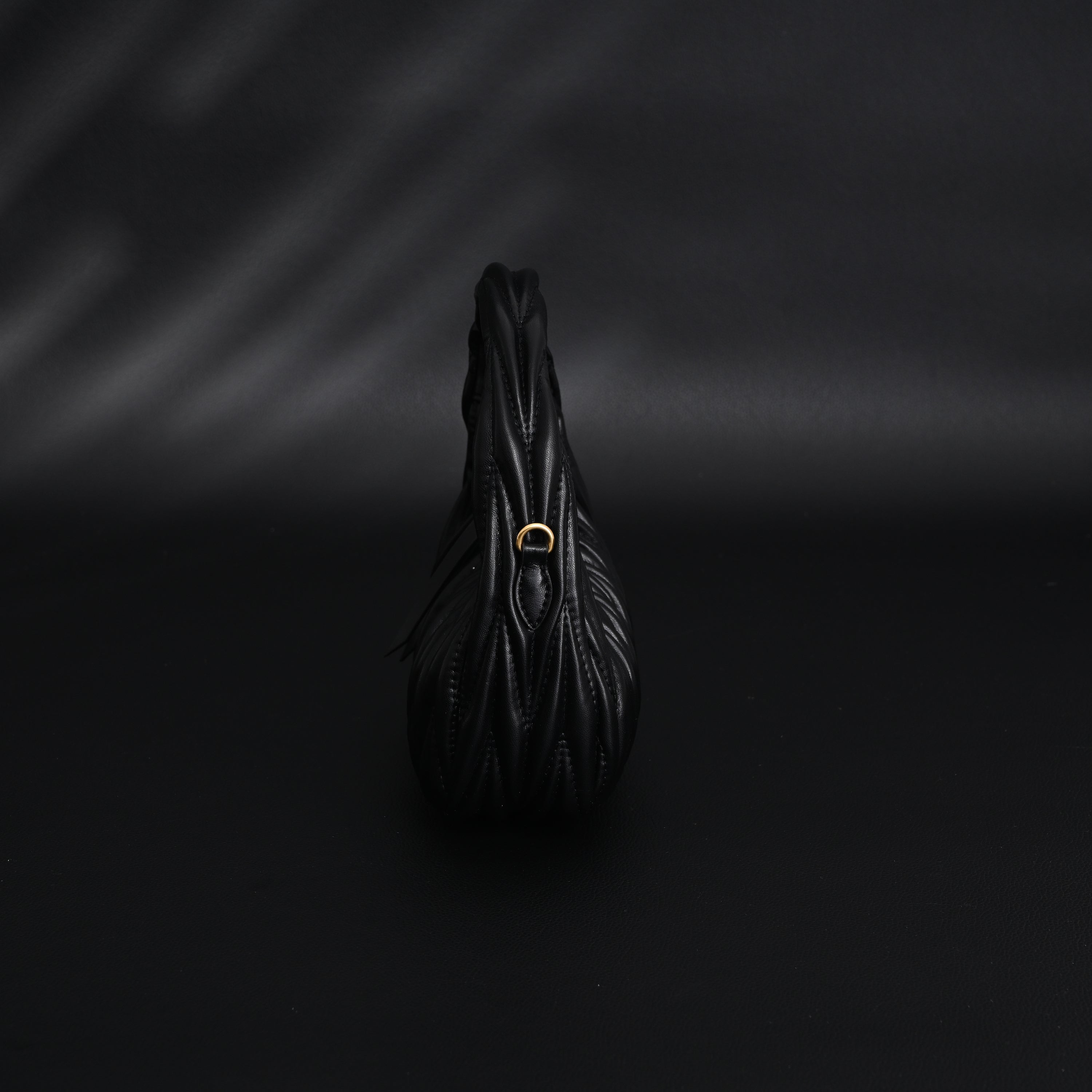 Miu Miu Matelass Leather Hobo Bag  Black with Gold Hardware