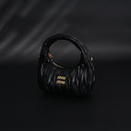 Miu Miu Matelass Leather Hobo Bag  Black with Gold Hardware