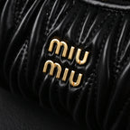 Miu Miu Matelass Leather Hobo Bag  Black with Gold Hardware