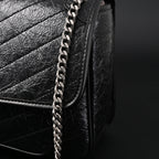 Saint Laurent Niki Medium Black Crinkled Leather Shoulder Bag