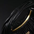 Miu Miu Matelass Leather Hobo Bag  Black with Gold Hardware