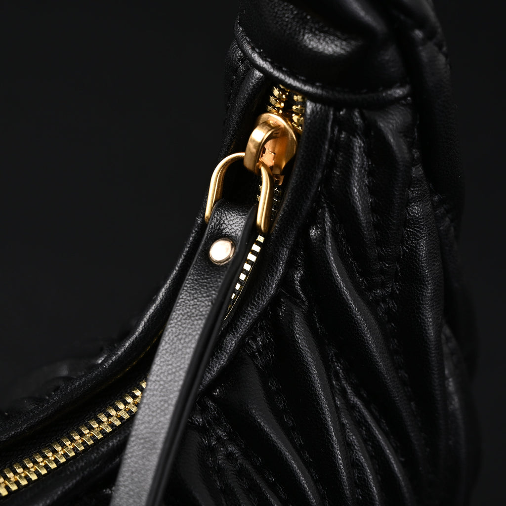 Miu Miu Matelass Leather Hobo Bag  Black with Gold Hardware