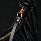 Miu Miu Matelass Leather Hobo Bag  Black with Gold Hardware