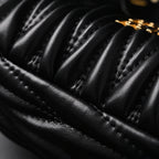 Miu Miu Matelass Leather Hobo Bag  Black with Gold Hardware