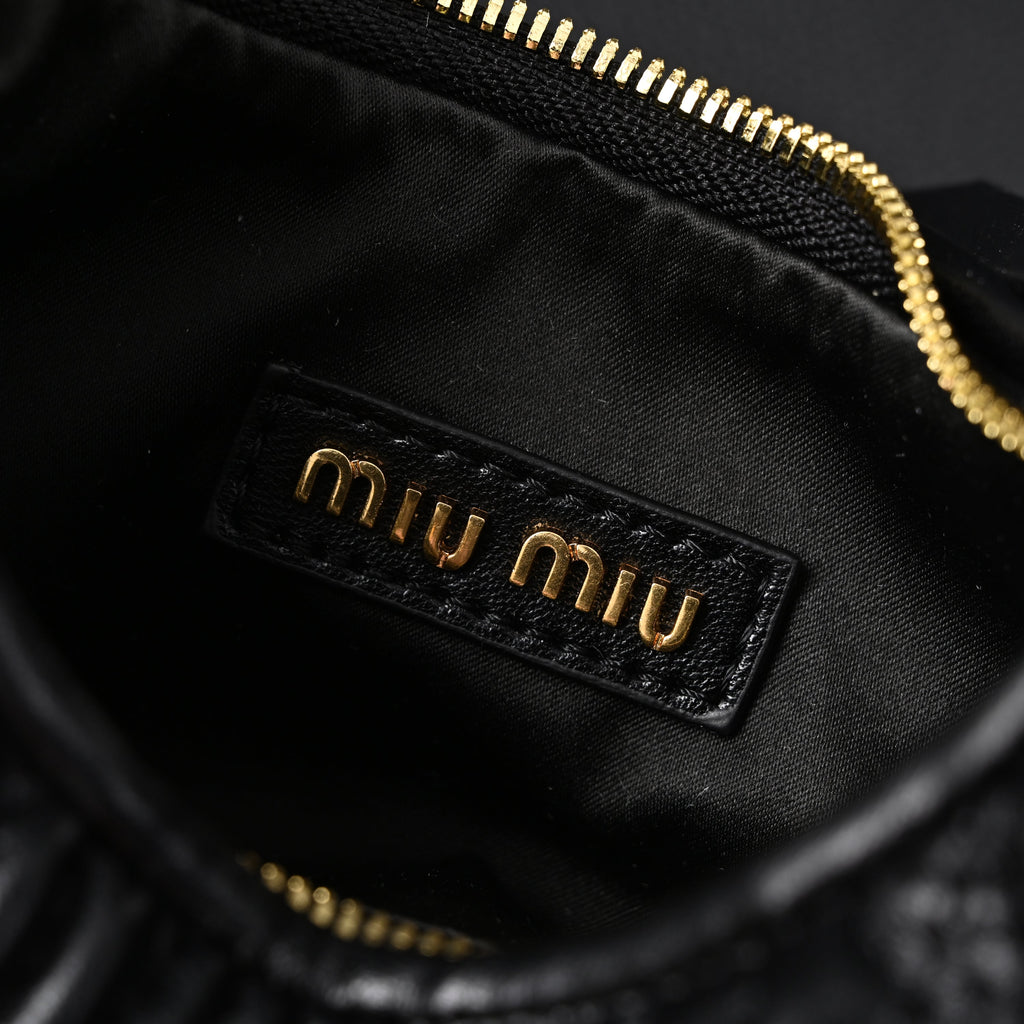 Miu Miu Matelass Leather Hobo Bag  Black with Gold Hardware