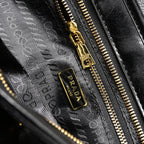Prada Cleo Black Patent Leather Shoulder Bag with Gold Hardware