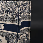 Book Tote Bag  Blue Toile de Jouy Embroidery