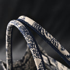 Book Tote Bag  Blue Toile de Jouy Embroidery