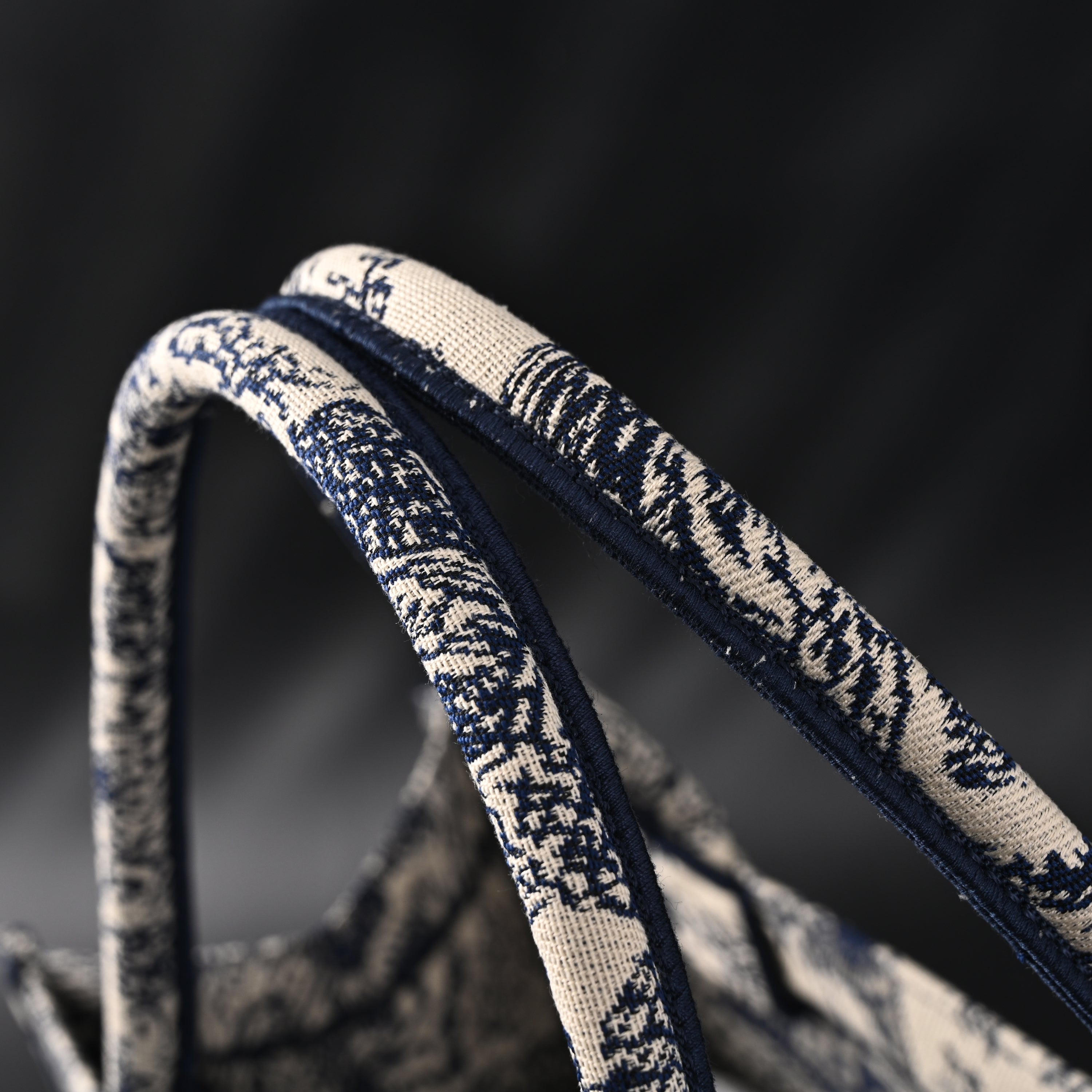 Book Tote Bag  Blue Toile de Jouy Embroidery