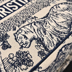Book Tote Bag  Blue Toile de Jouy Embroidery