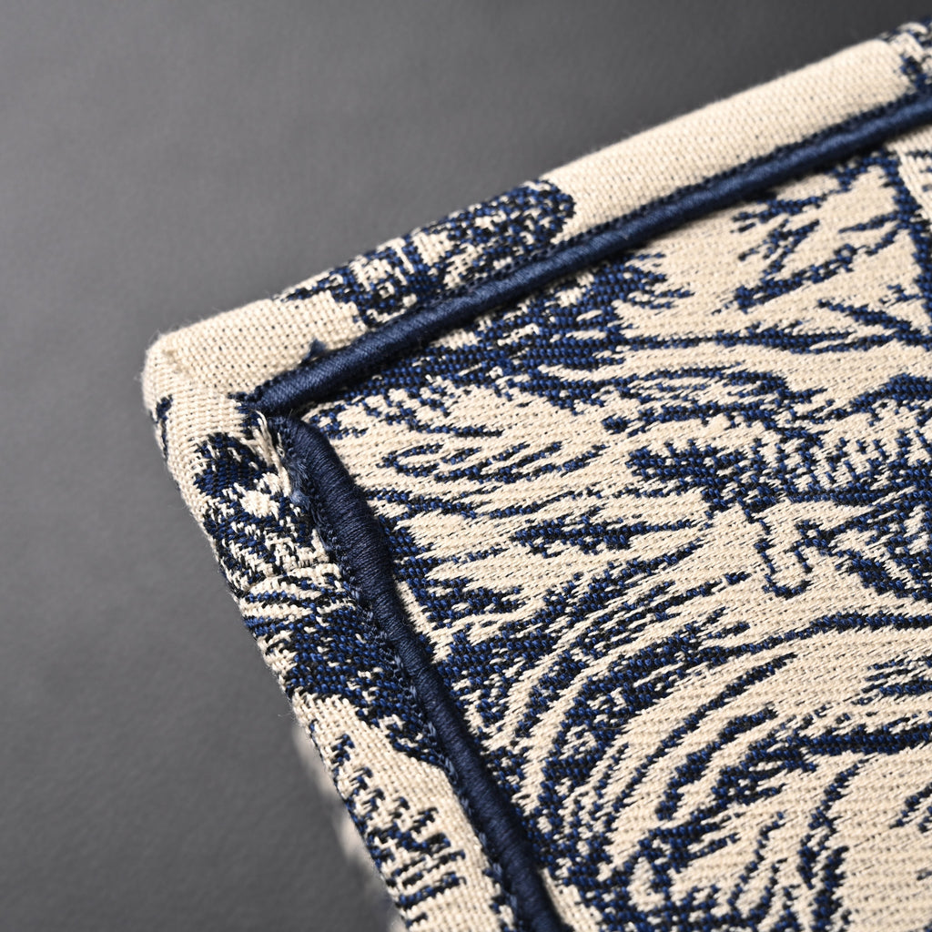 Book Tote Bag  Blue Toile de Jouy Embroidery