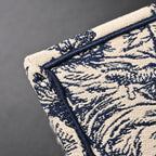 Book Tote Bag  Blue Toile de Jouy Embroidery