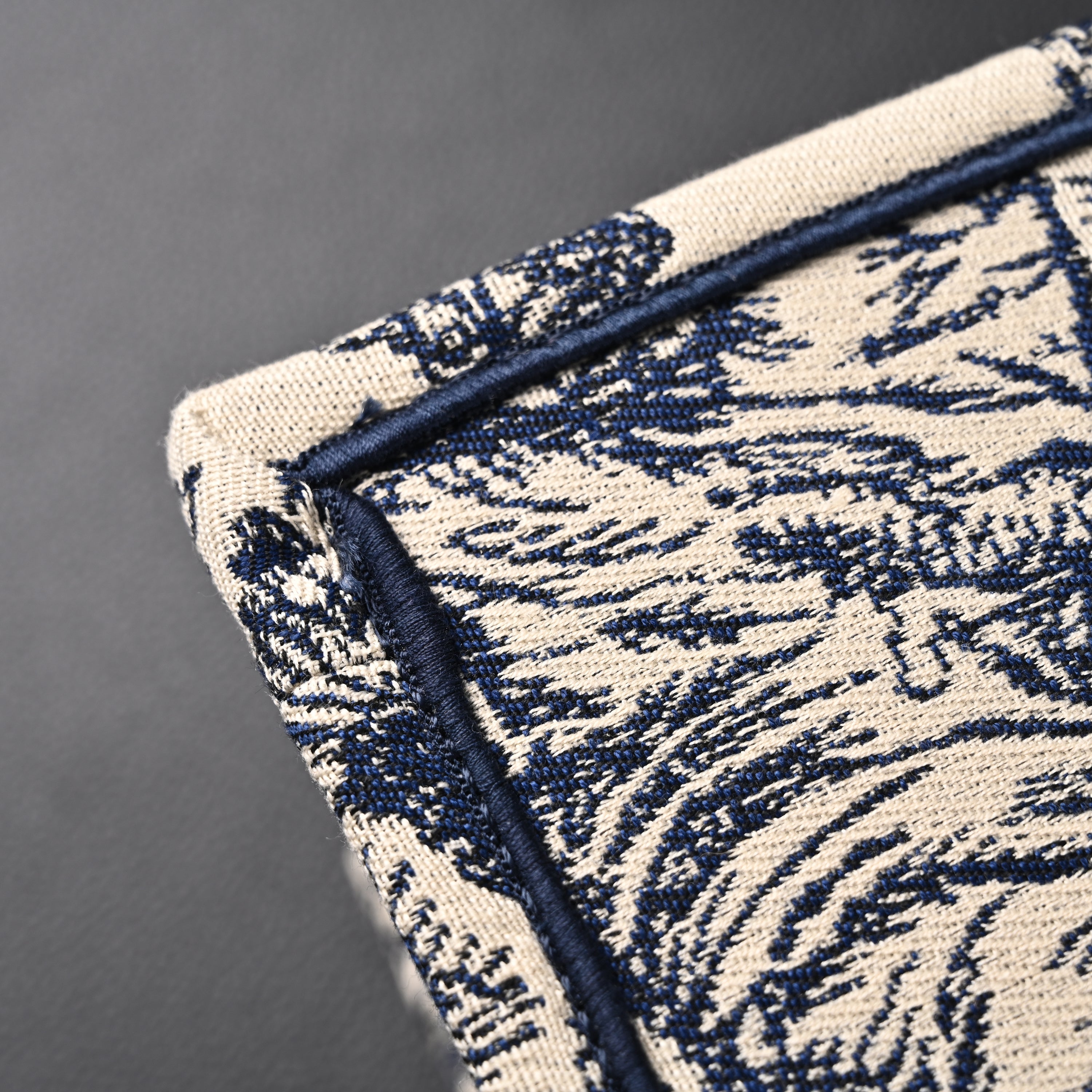 Book Tote Bag  Blue Toile de Jouy Embroidery