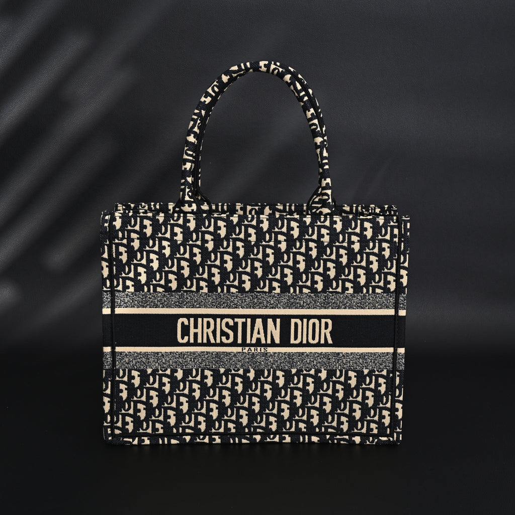 Christian Medium Book Tote  Black Oblique Embroidery