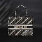 Christian Medium Book Tote  Black Oblique Embroidery