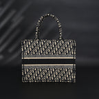 Christian Medium Book Tote  Black Oblique Embroidery