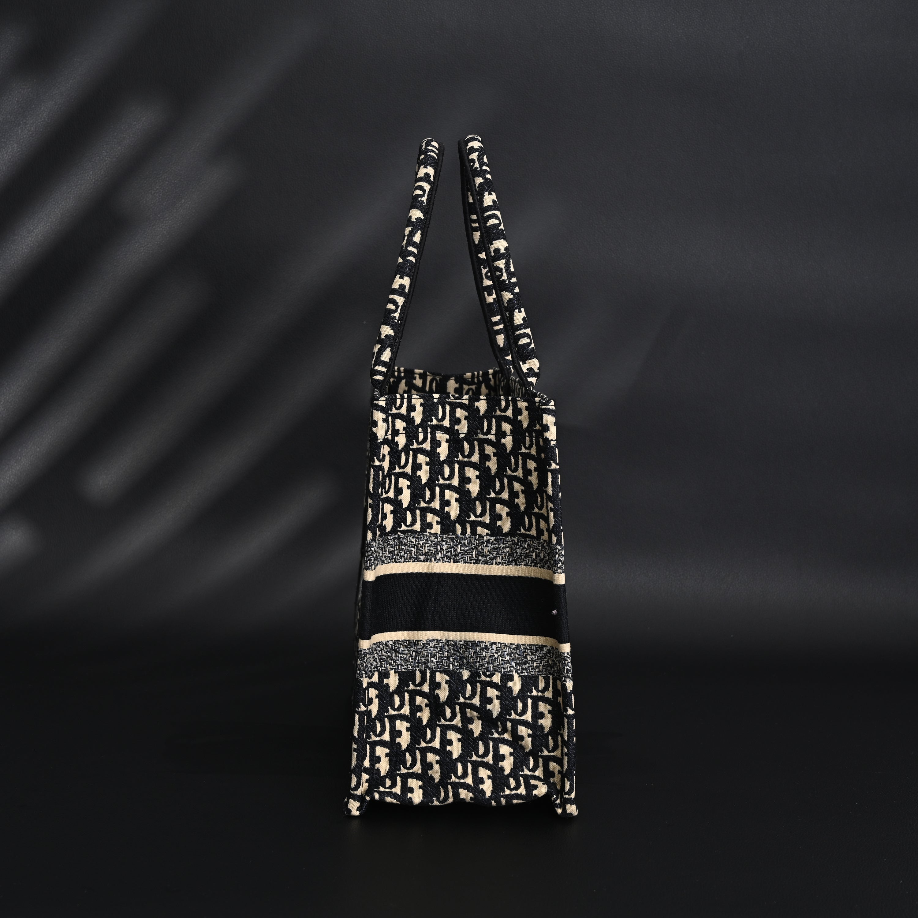Christian Medium Book Tote  Black Oblique Embroidery