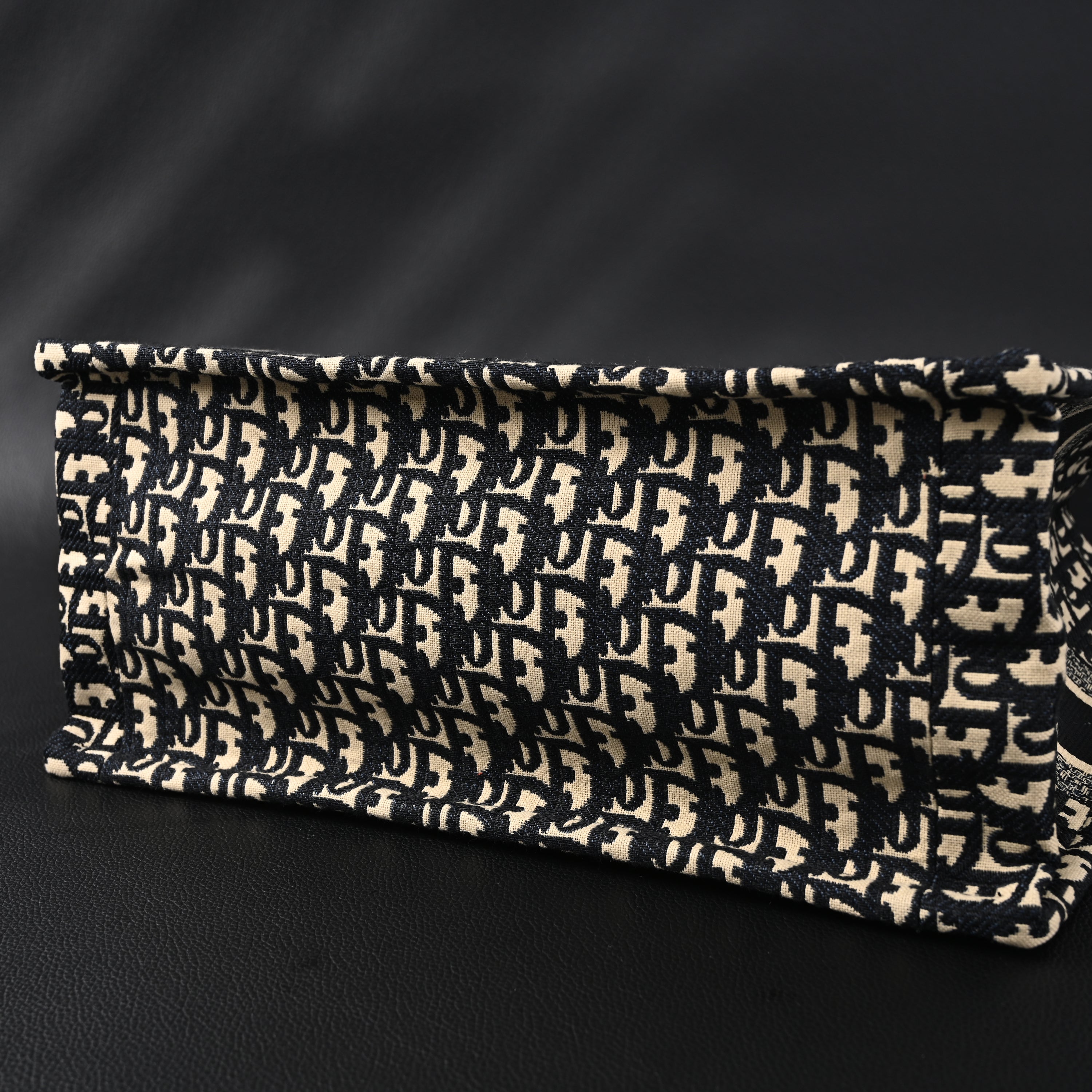 Christian Medium Book Tote  Black Oblique Embroidery