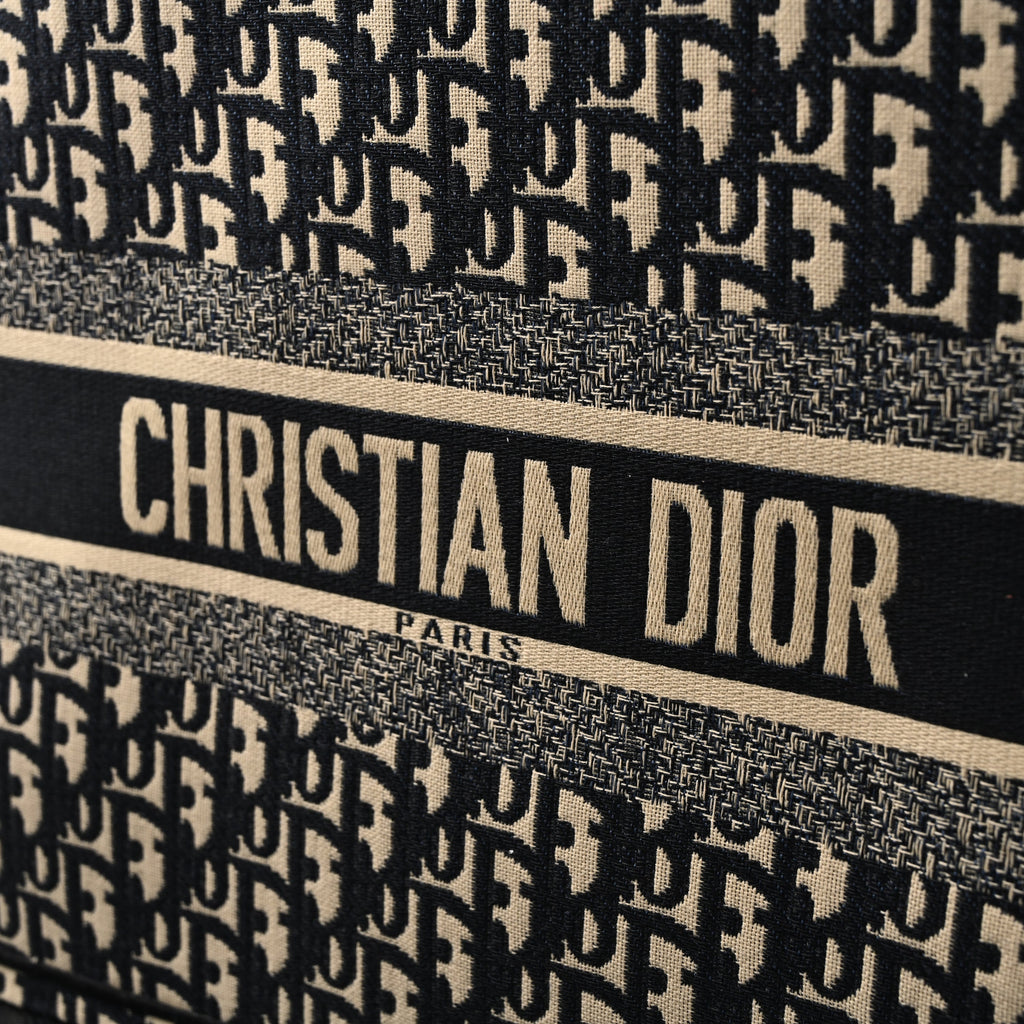 Christian Medium Book Tote  Black Oblique Embroidery