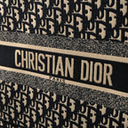 Christian Medium Book Tote  Black Oblique Embroidery