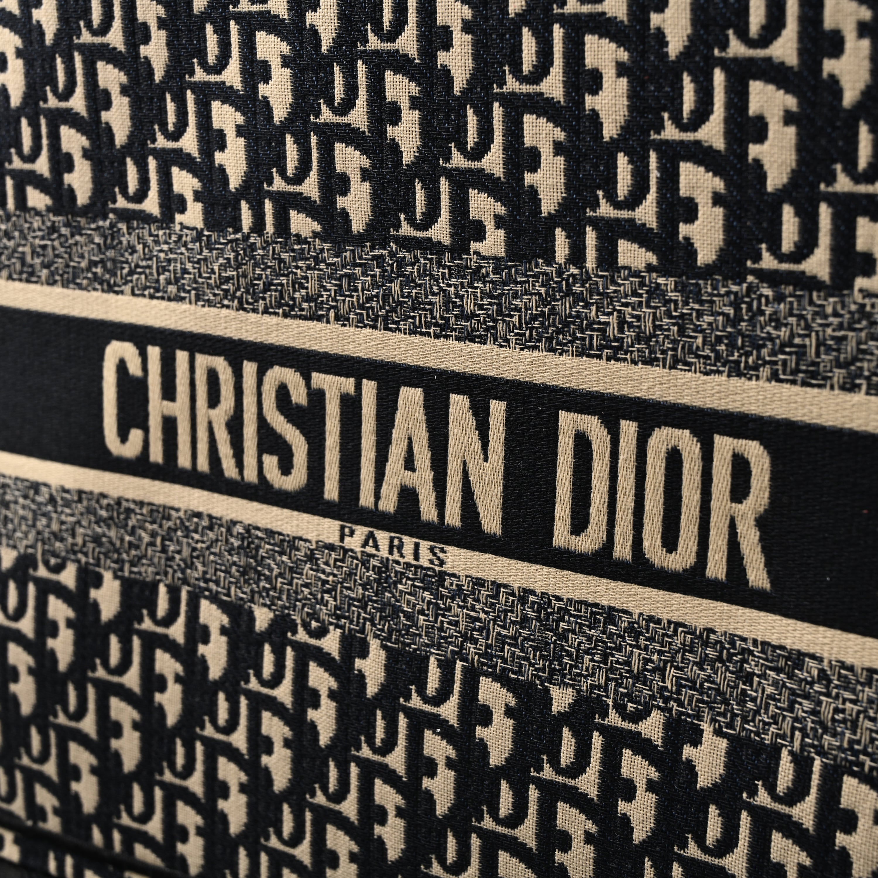 Christian Medium Book Tote  Black Oblique Embroidery