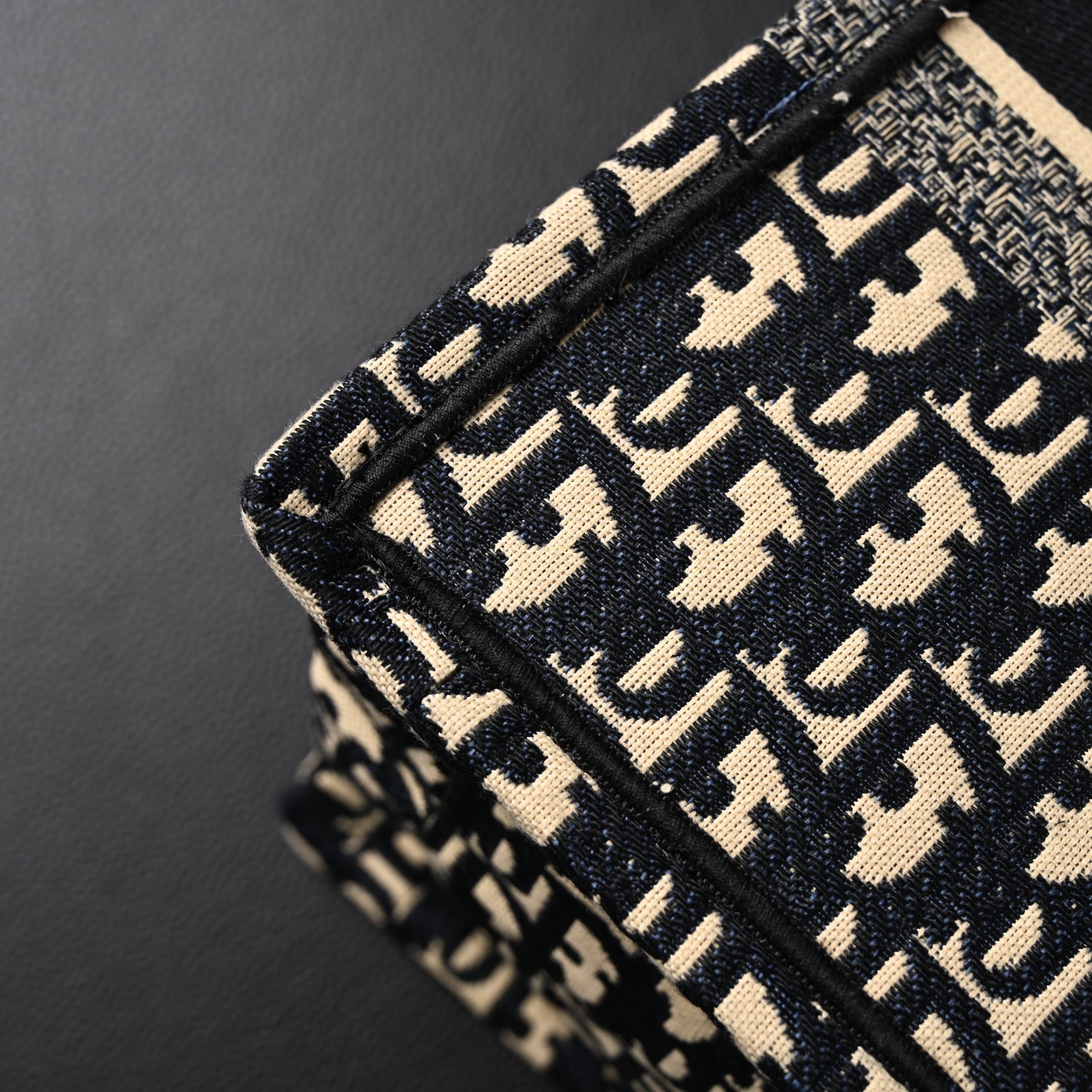Christian Medium Book Tote  Black Oblique Embroidery