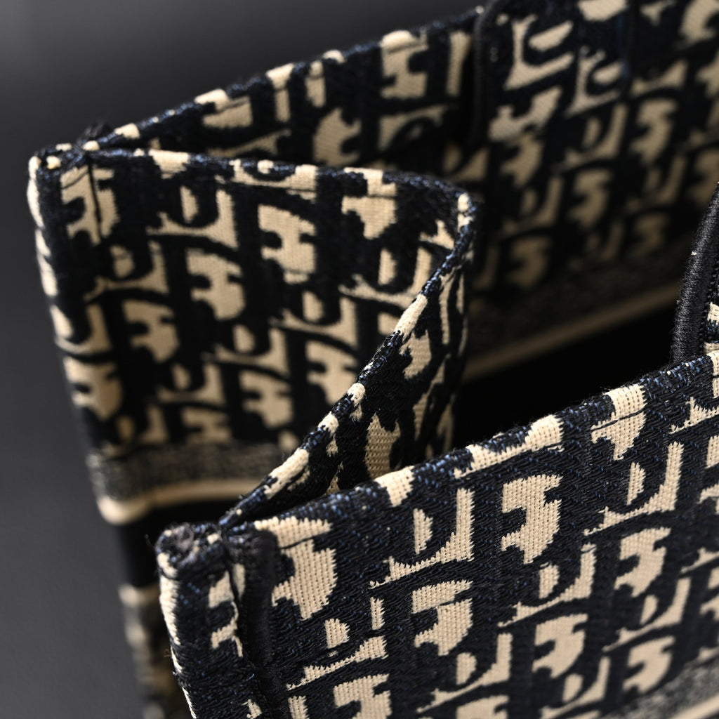 Christian Medium Book Tote  Black Oblique Embroidery
