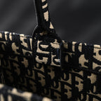 Christian Medium Book Tote  Black Oblique Embroidery