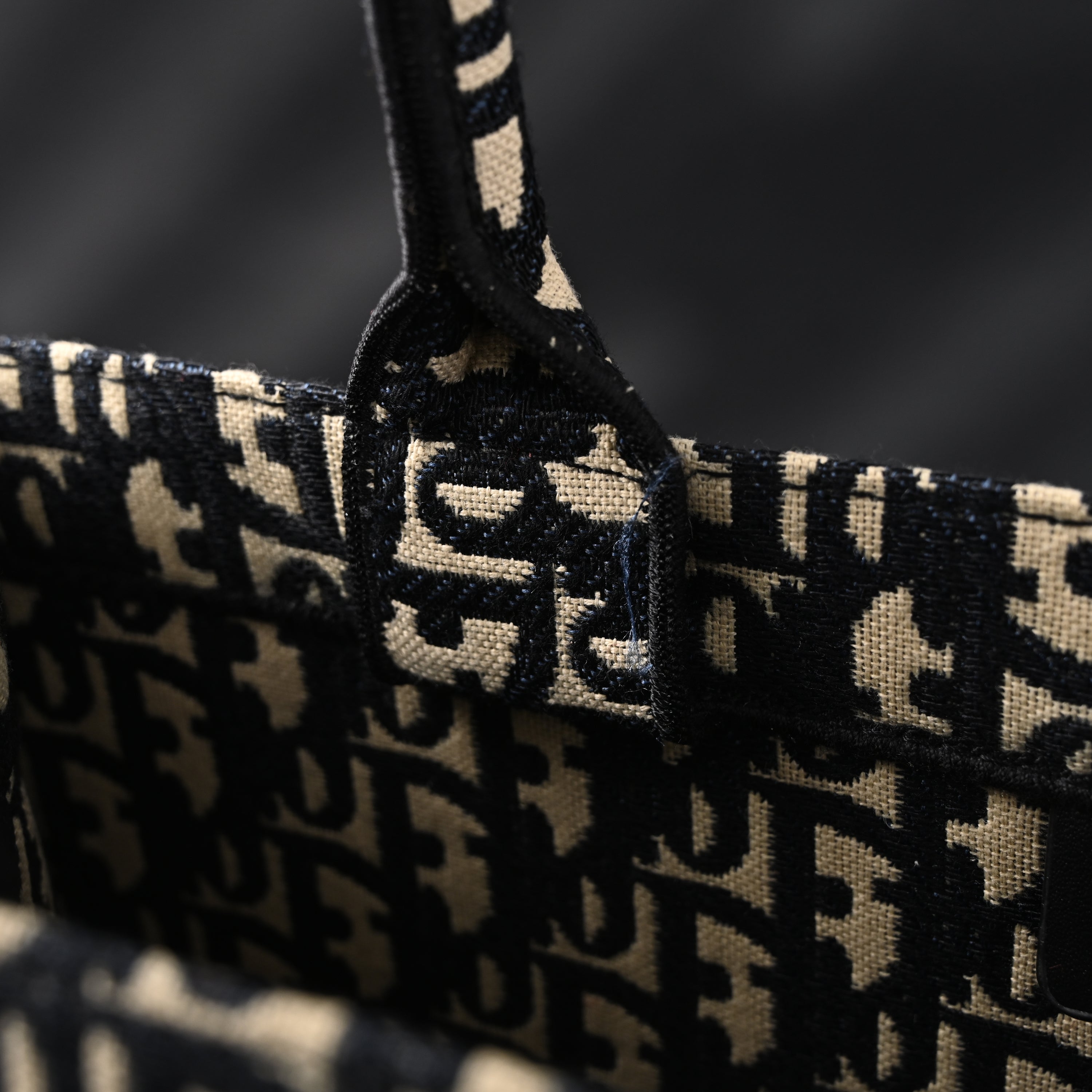 Christian Medium Book Tote  Black Oblique Embroidery