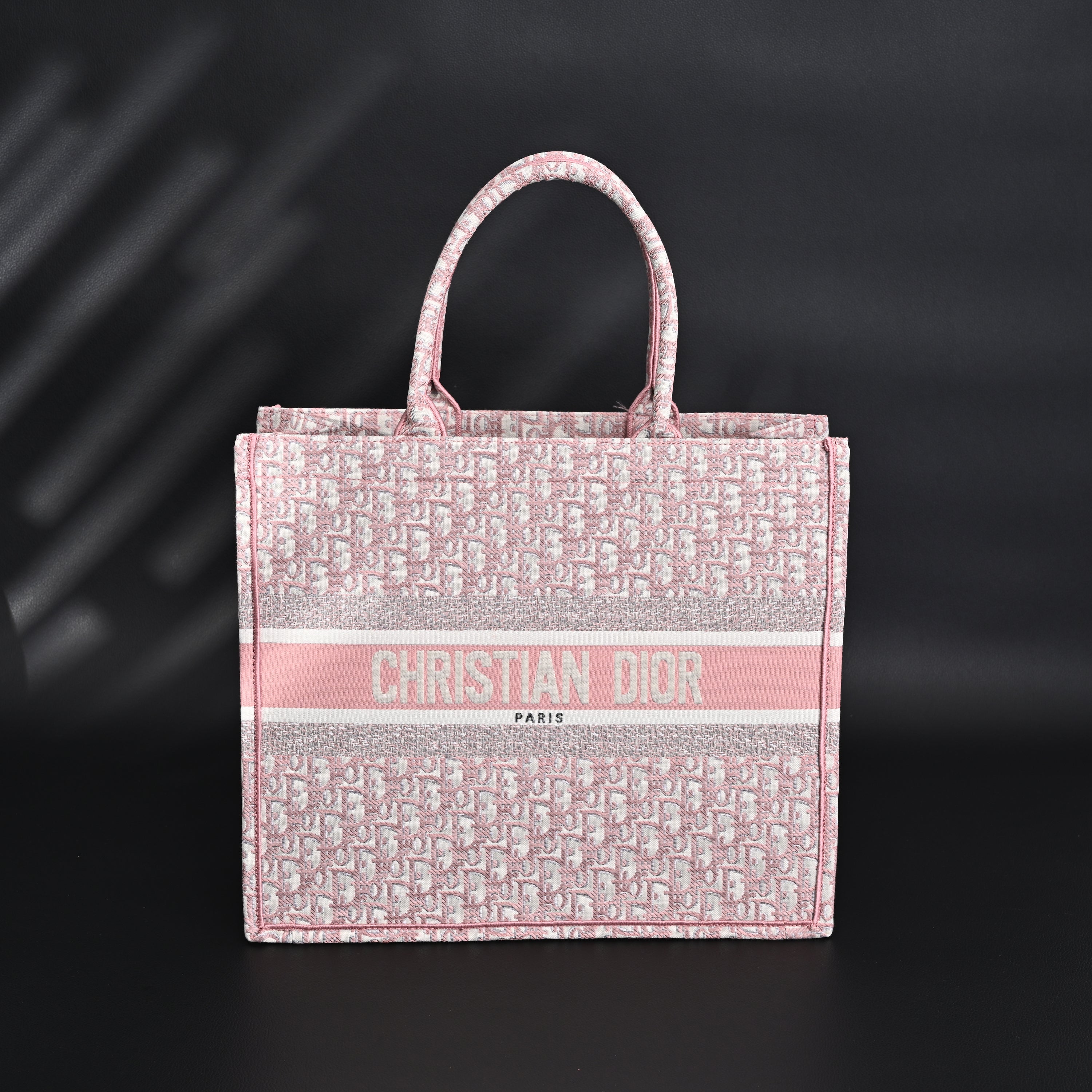 Christian Large Book Tote  Pink Oblique Embroidery