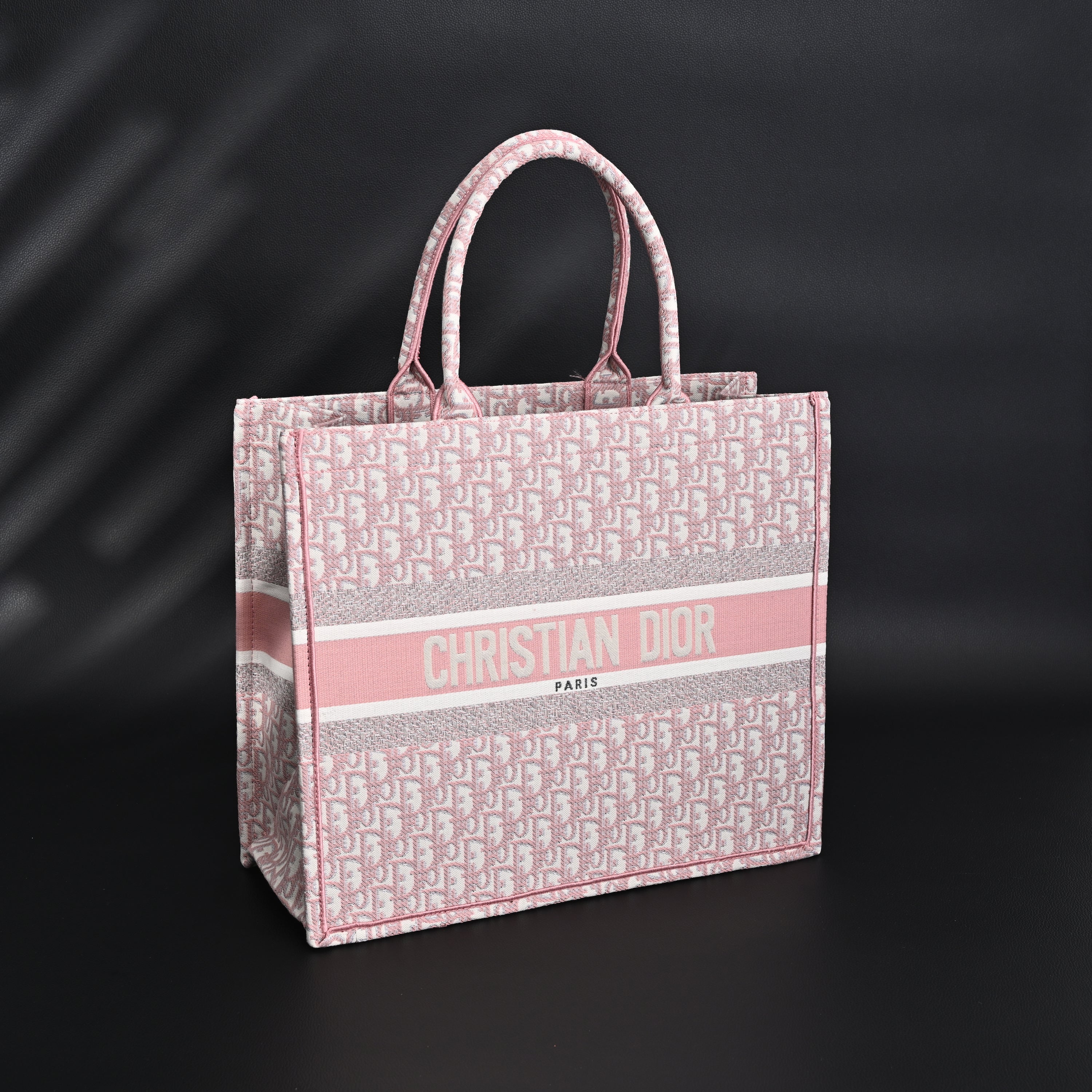 Christian Large Book Tote  Pink Oblique Embroidery
