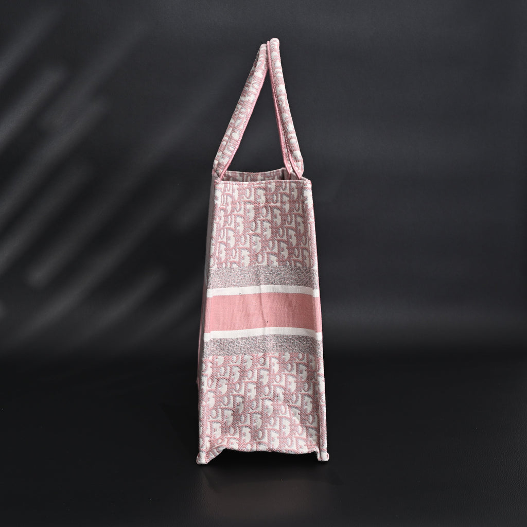 Christian Large Book Tote  Pink Oblique Embroidery